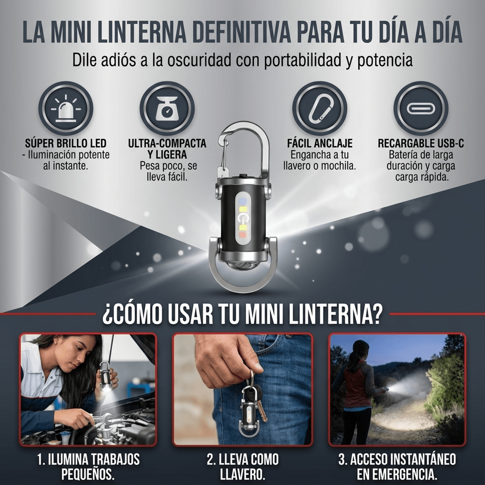 Caracteristicas de la mini linterna LED COB y como usarla en el dia a dia