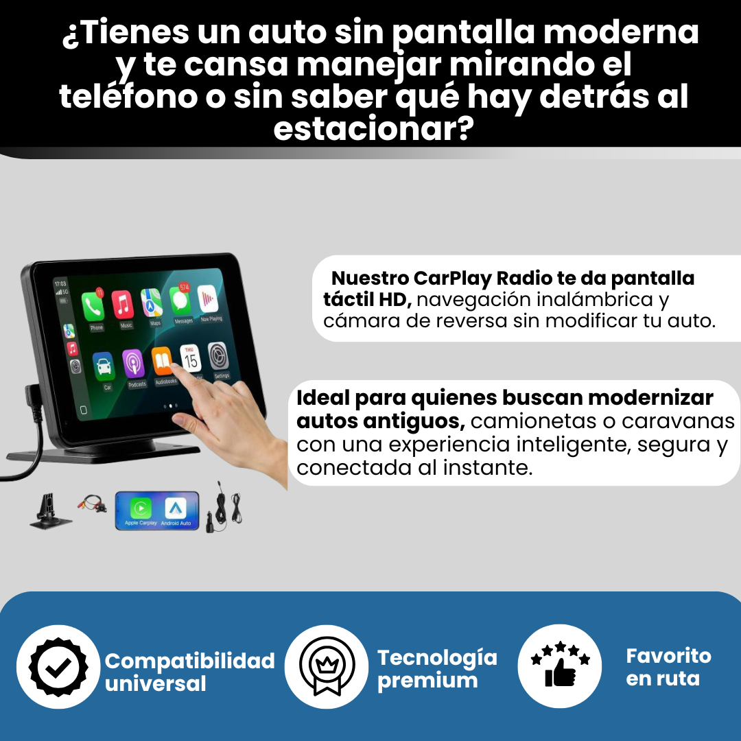 Antes y después: auto antiguo sin pantalla y luego con CarPlay táctil instalado